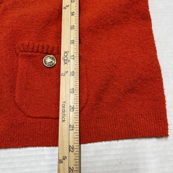 Rachel Zoe Sweater Blazer XL Orange Braided Trim Button Front Cardigan Career - Picture 8 of 10